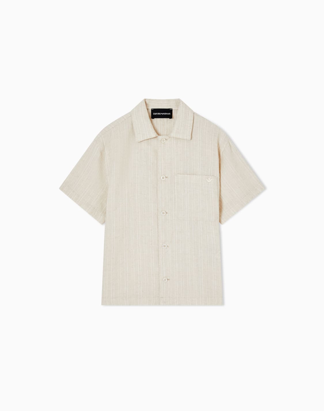 chemisier-en-mlange-de-lin-ray-jacquard-beige--emporio-armani