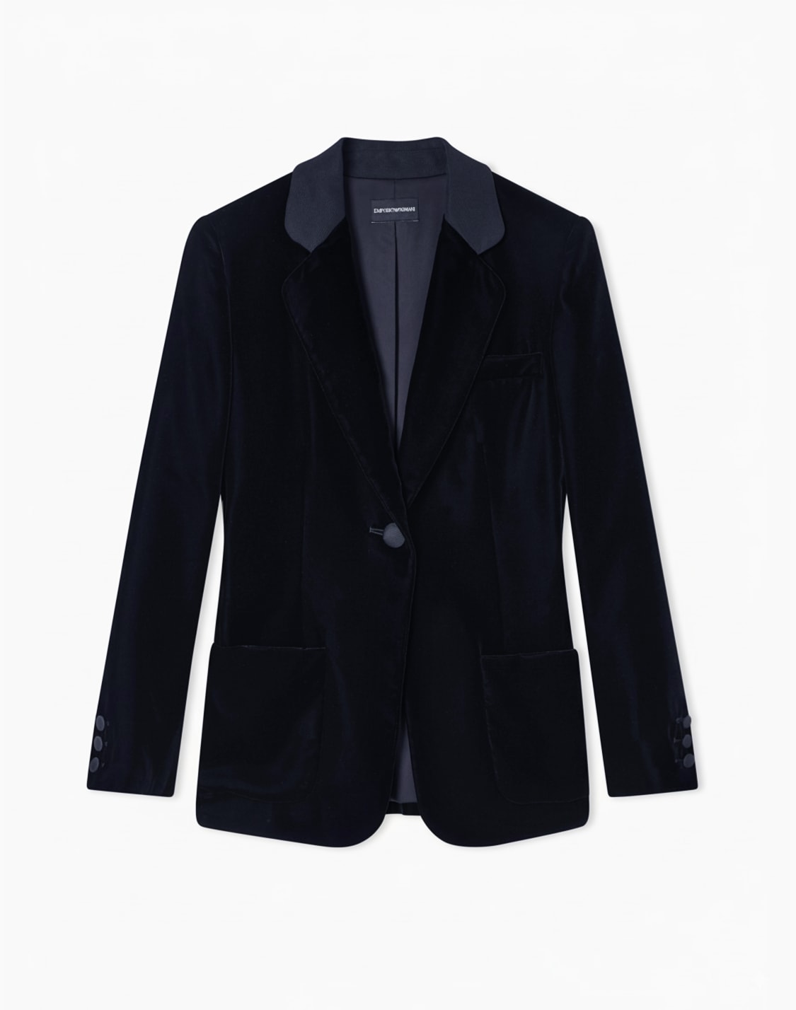 シングルブレストジャケット-ベルベット-ネイビブル--emporio-armani
