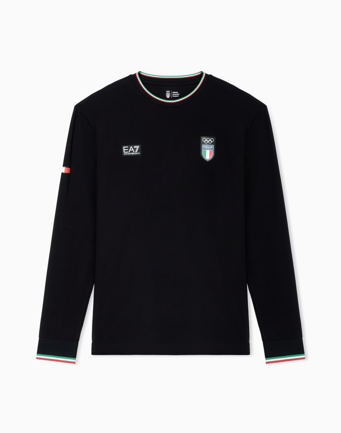 italia-team-milano-cortina-2026-t-shirt-girocollo-a-manica-lunga-in-jersey-stretch-nero--ea7