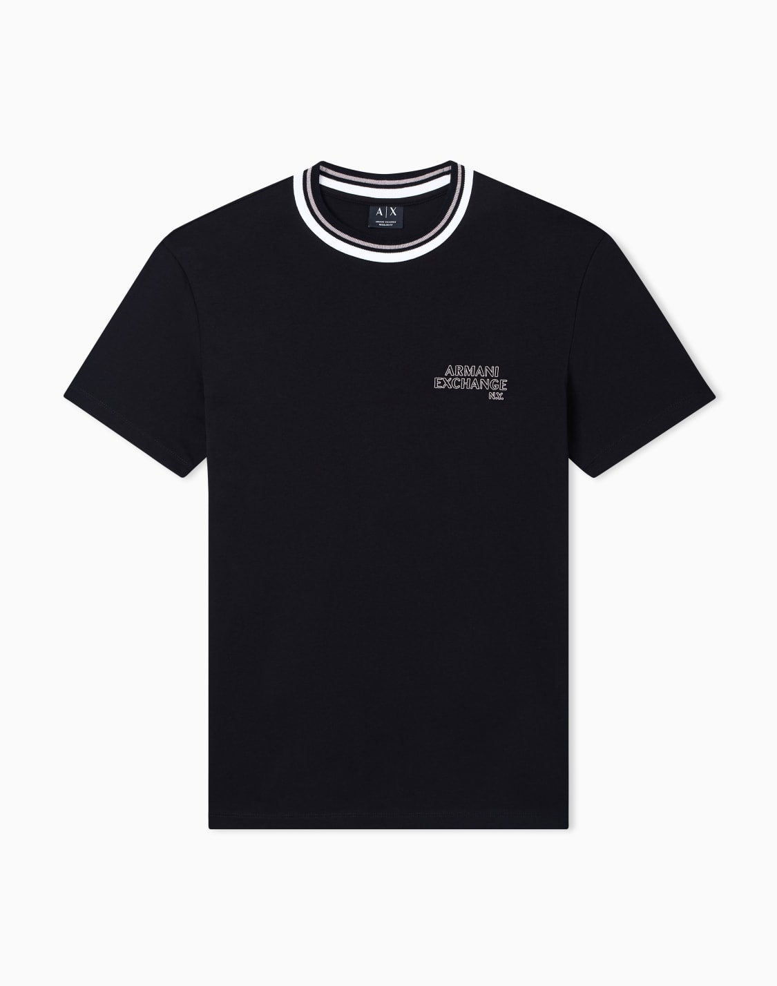 axロゴ-リブドネック-半袖tシャツ-ブラック--armani-exchange