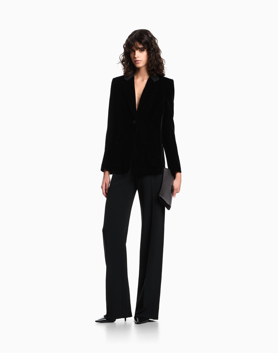 シングルブレストジャケット-ベルベット-ブラック--emporio-armani