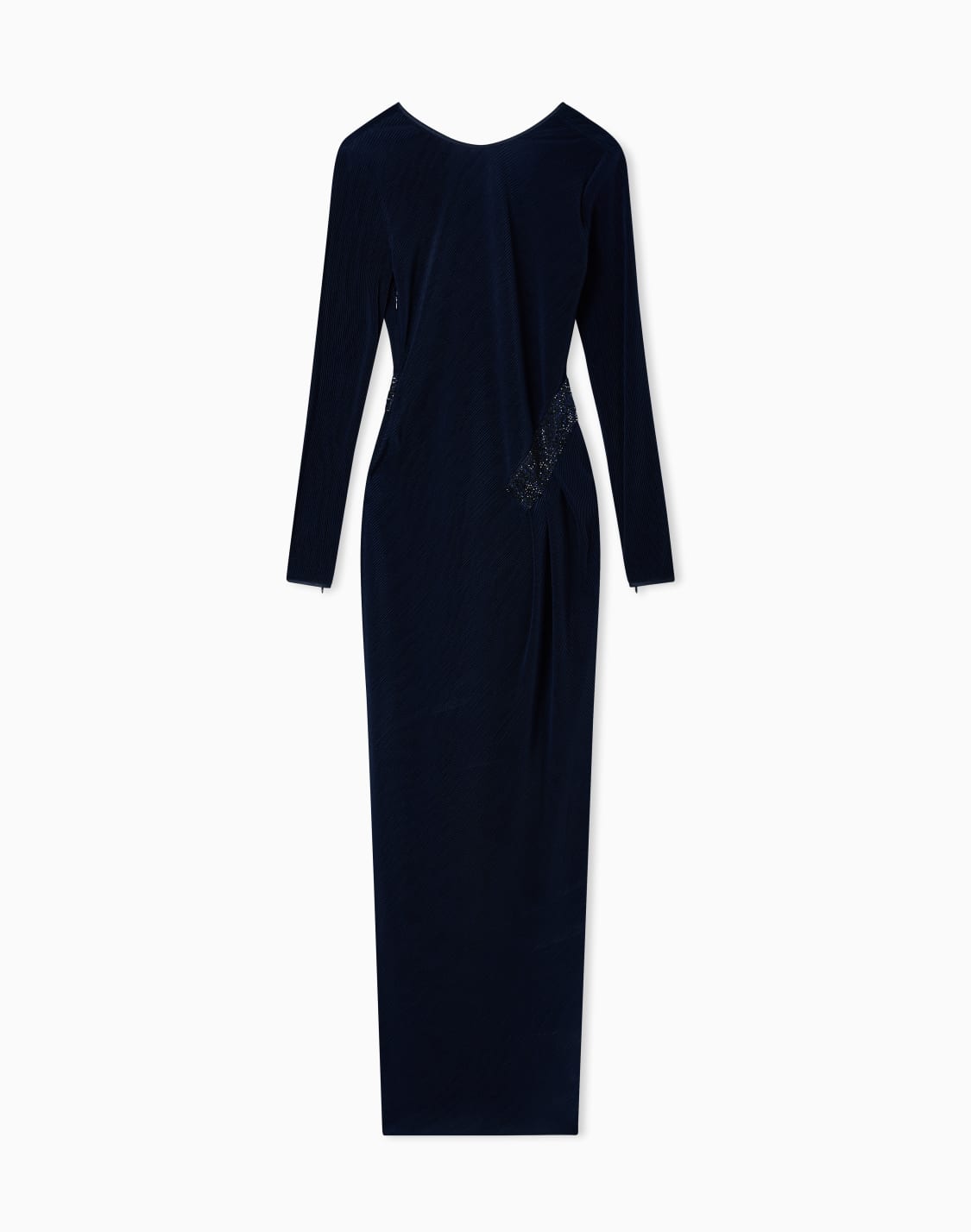 robe-longue-en-jersey-stretch-pliss-bleu--giorgio-armani