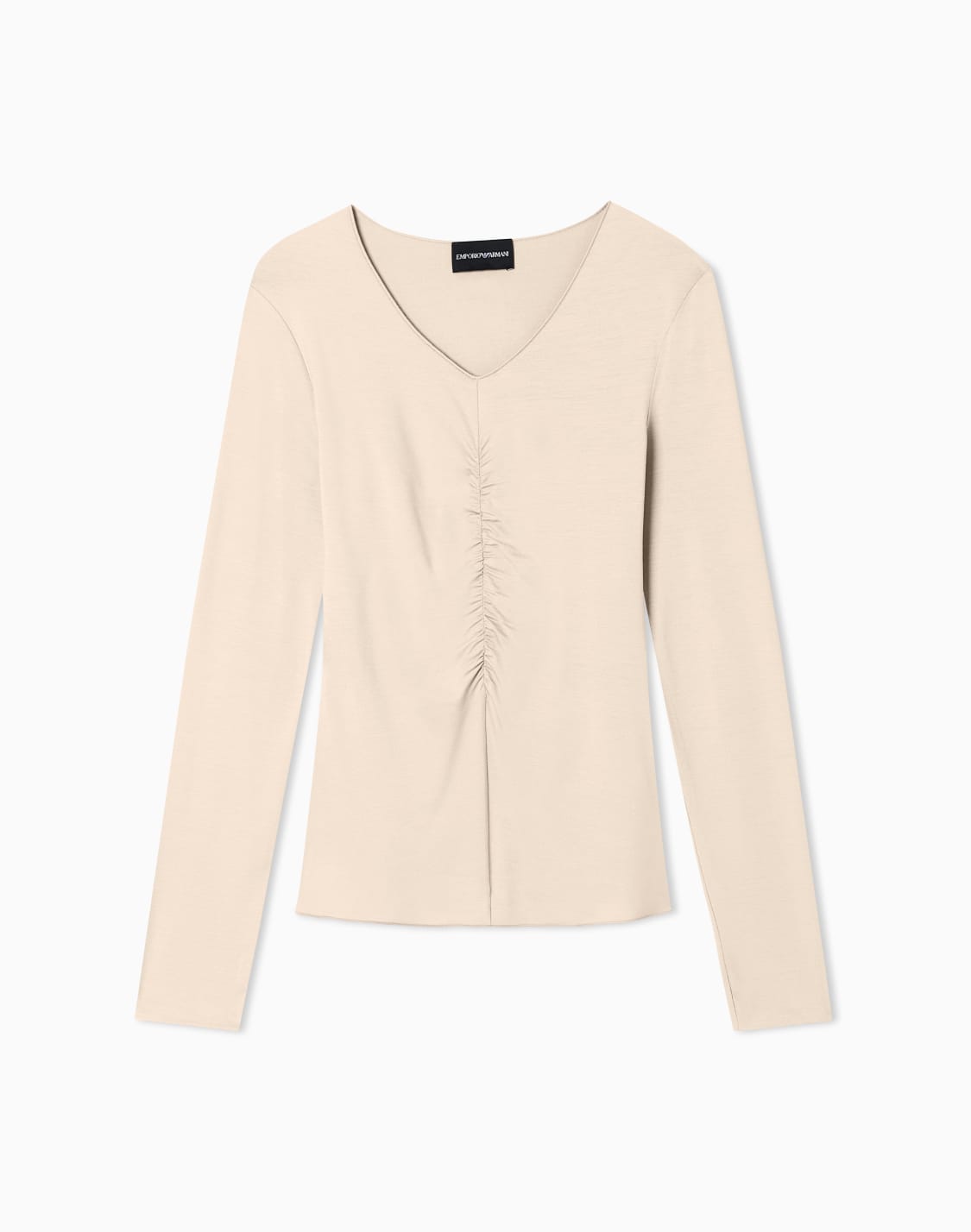 stretch-jersey-sweater-with-gathered-detail-beige--emporio-armani