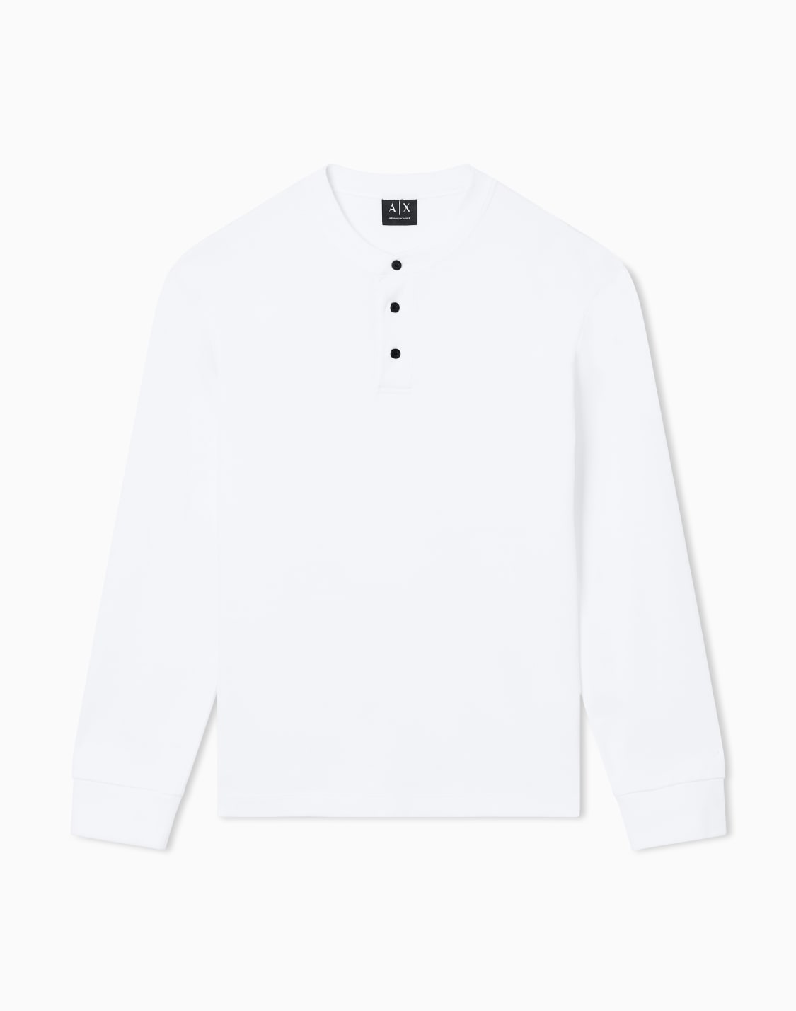ヘンリネック-コットンリブ-ロングスリブトップス-ホワイト--armani-exchange