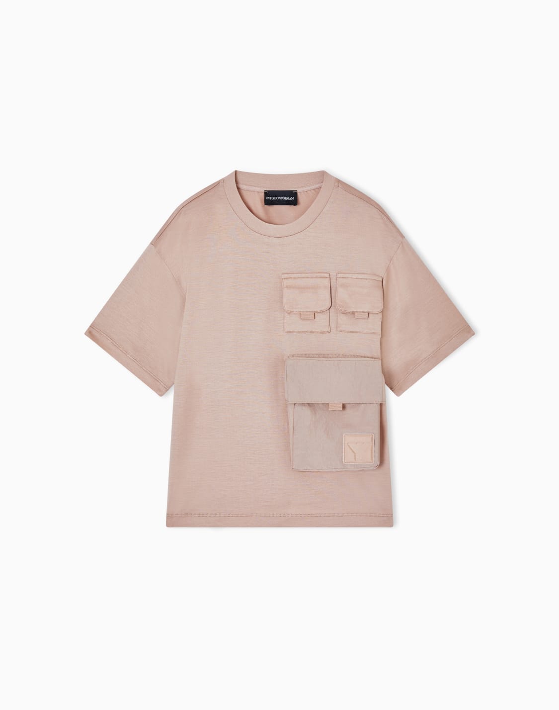 tシャツ-リヨセル混紡ジャジ-マルチポケット-ベジュ--emporio-armani