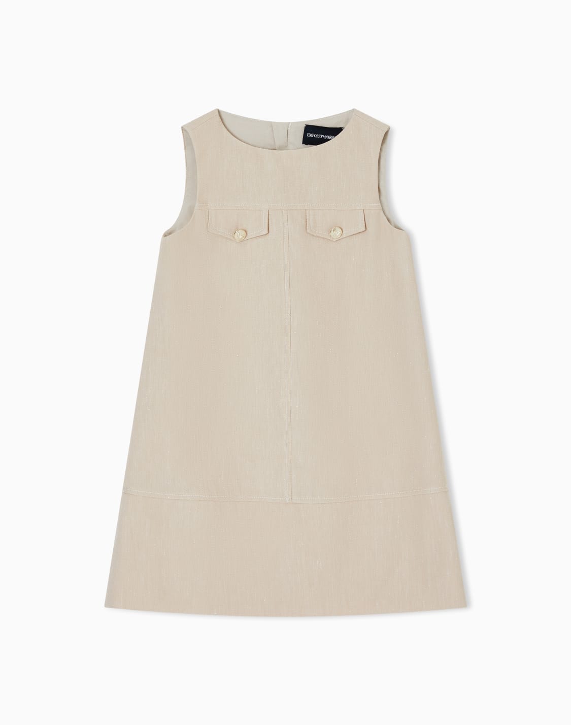 denim-effect-linen-blend-dress-beige--emporio-armani