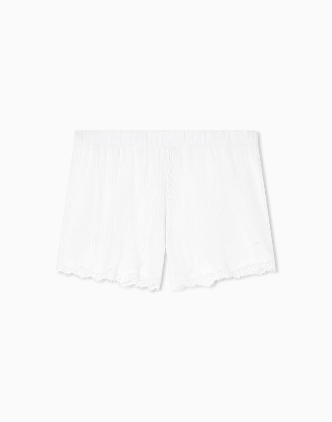 ribbed-modal-blend-loungewear-shorts-with-lace-white--emporio-armani