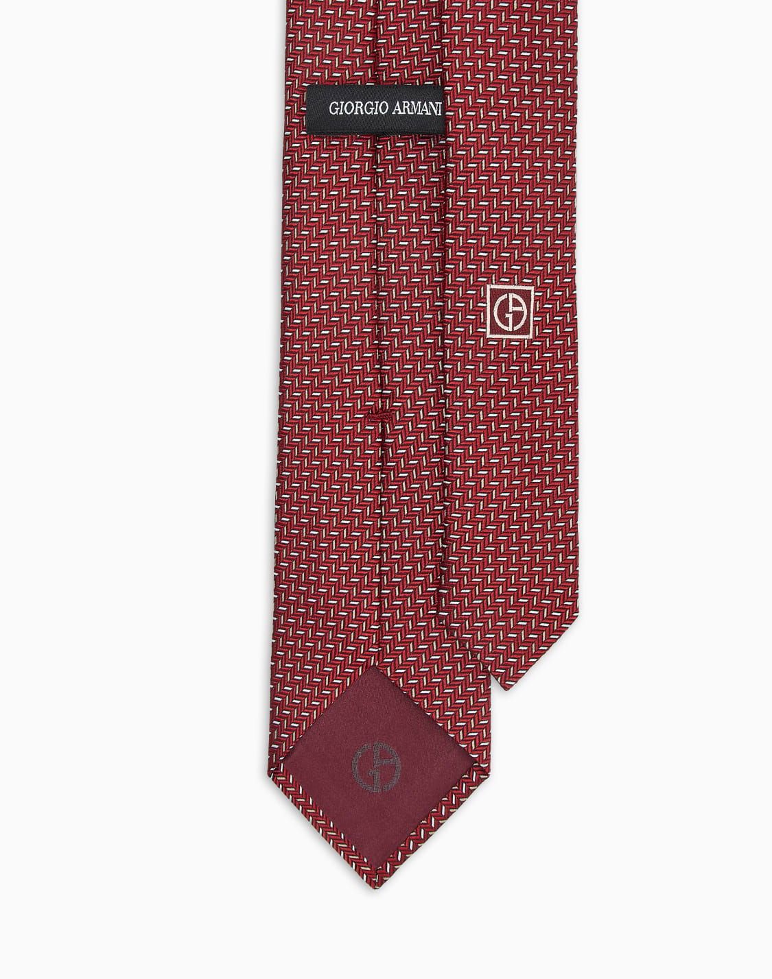 シルクネクタイ-ジャカド幾何学モチフ-バガンディ--giorgio-armani