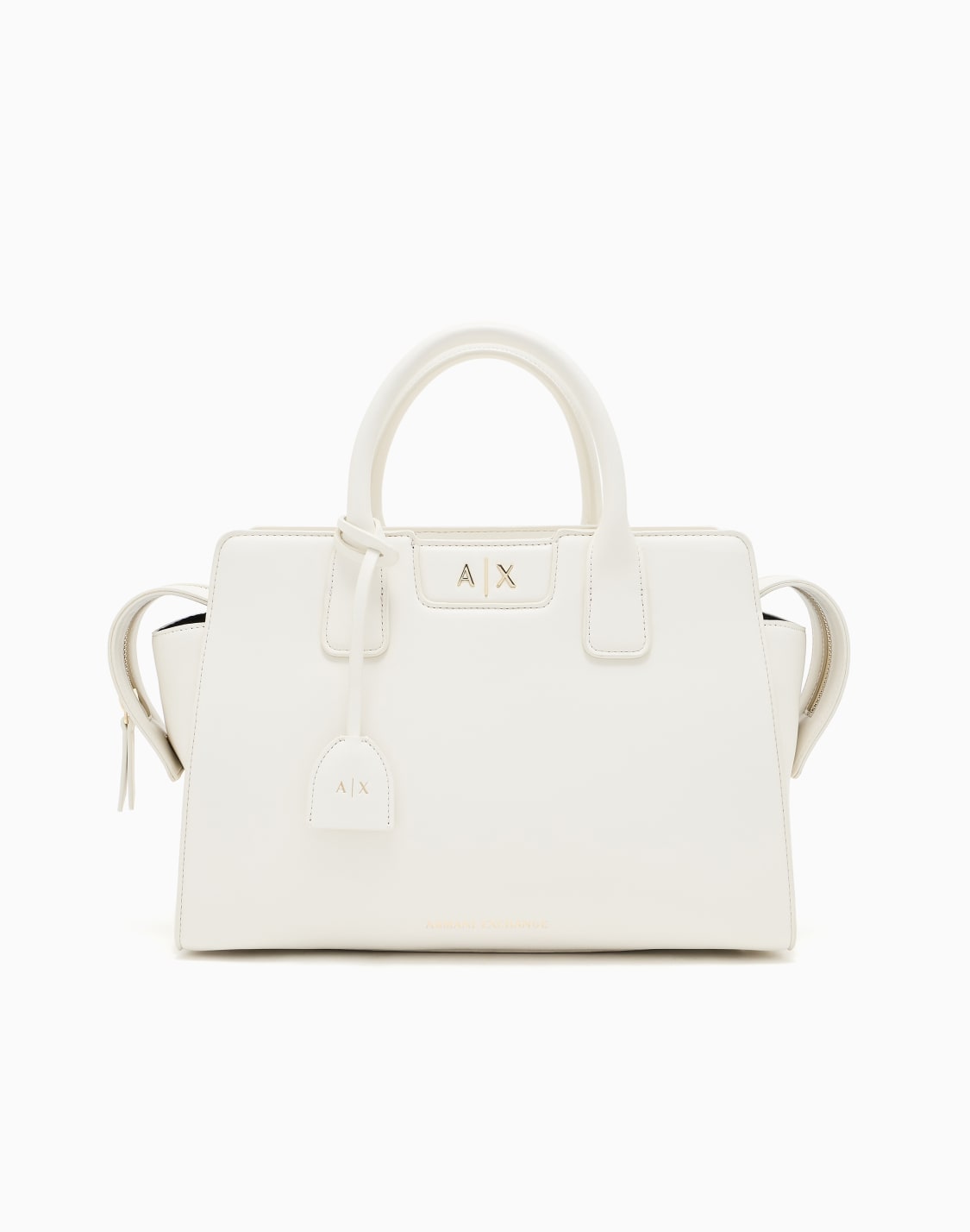 axロゴ-トラペゾイドハンドバッグ-ホワイト--armani-exchange