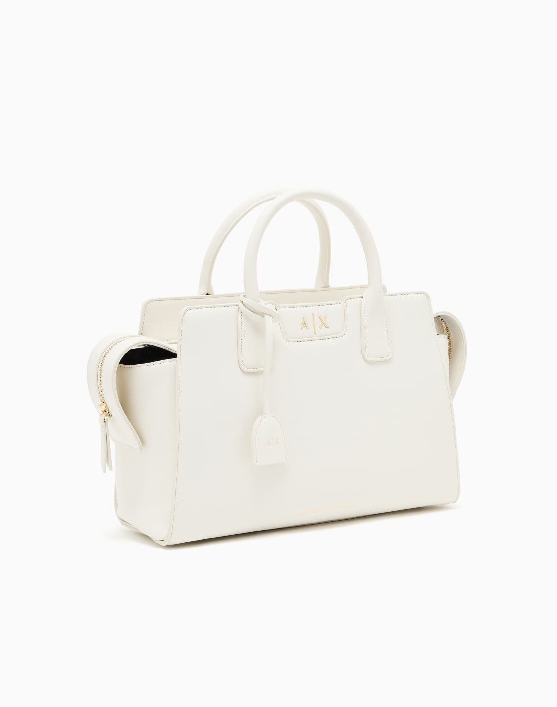 axロゴ-トラペゾイドハンドバッグ-ホワイト--armani-exchange