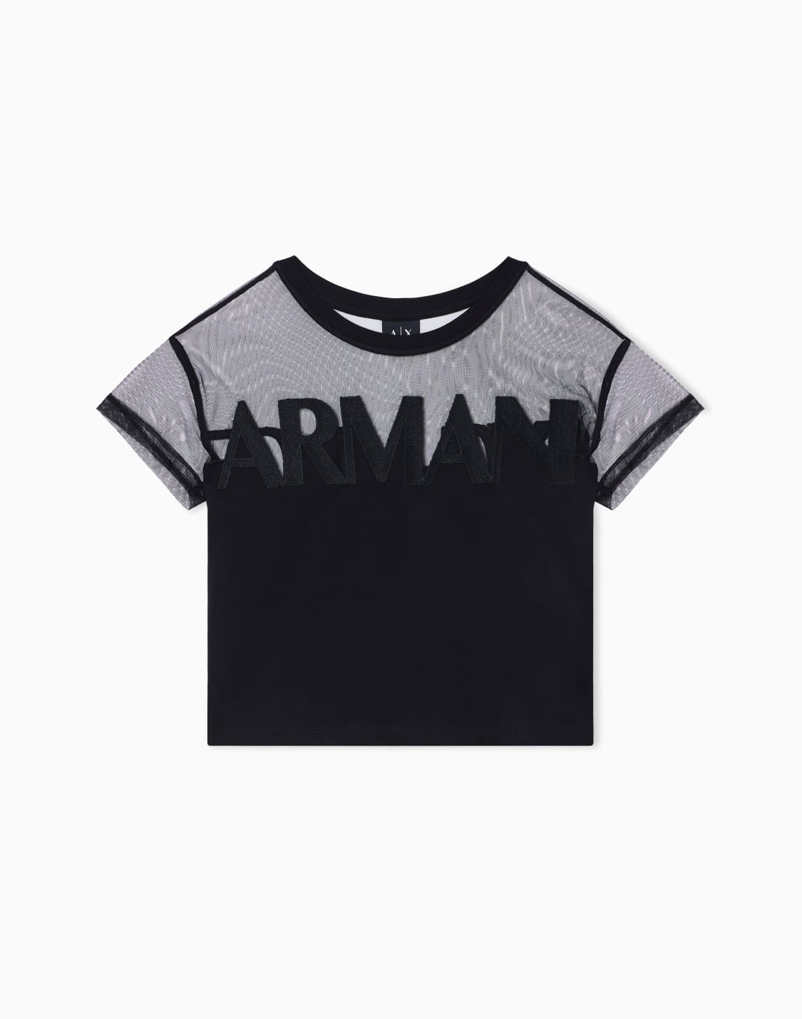 axロゴ-メッシュクロップドtシャツ-ブラック--armani-exchange