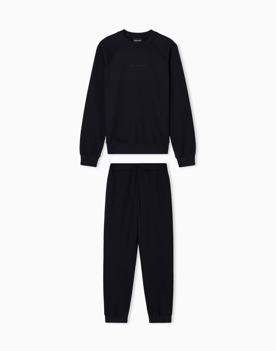スウェットシャツジョガパンツセット-ピケジャジ-ブラック--emporio-armani