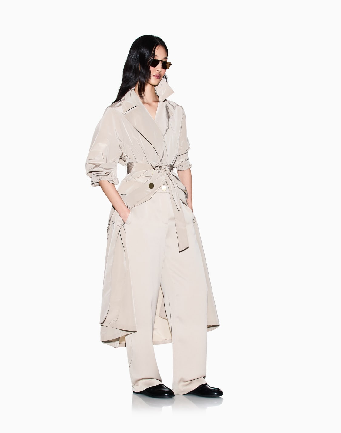 ポリクレプサテン-ストレトパンツ-ベジュ--armani-exchange