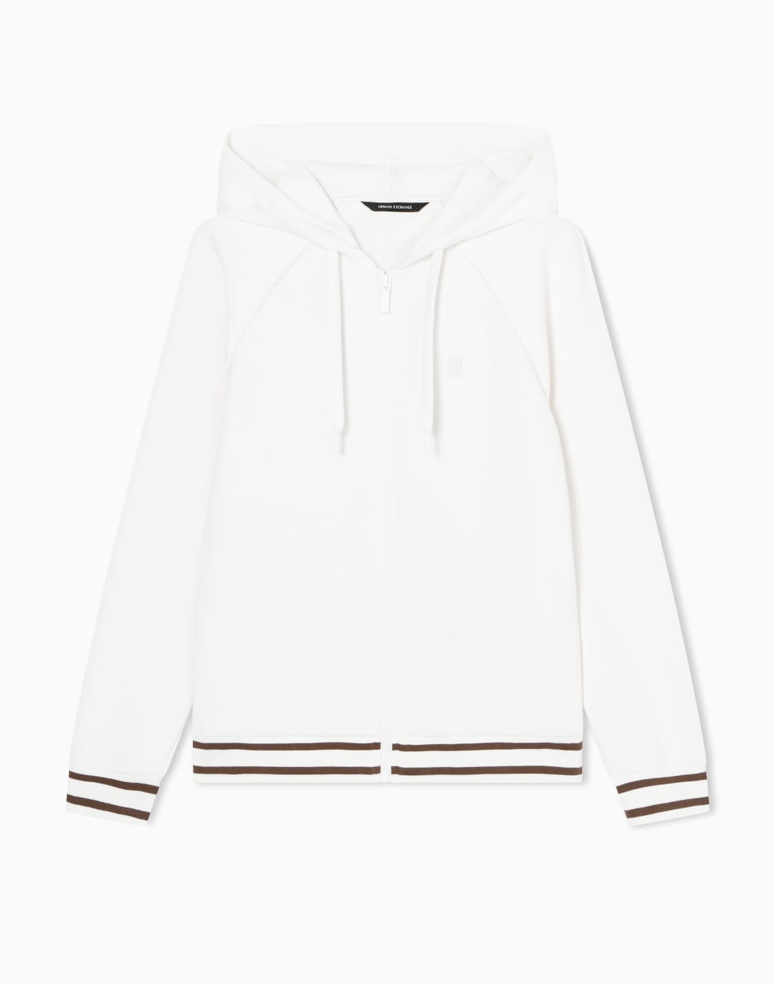 axロゴ-フデッドジップアップスウェットシャツ-ホワイト--armani-exchange