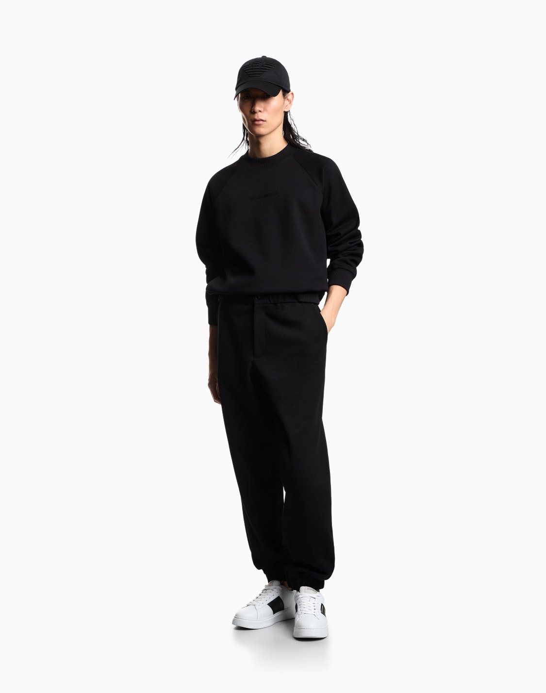 スウェットシャツジョガパンツセット-ピケジャジ-ブラック--emporio-armani