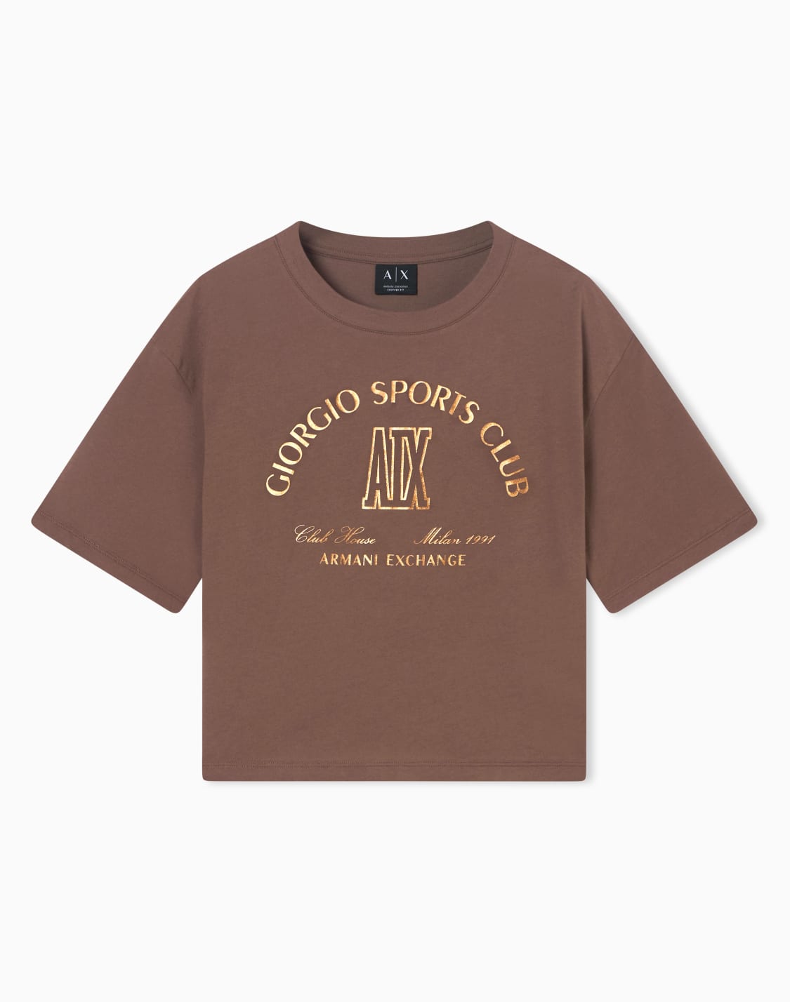cropped-cotton-t-shirt-brown--armani-exchange
