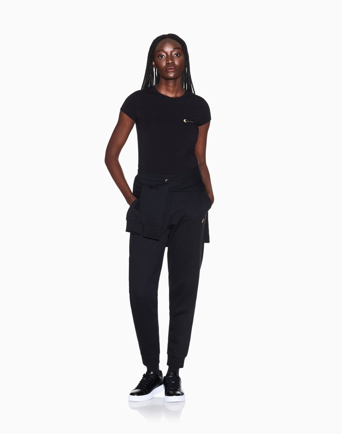 axロゴ-半袖クルネックtシャツ-ブラック--armani-exchange