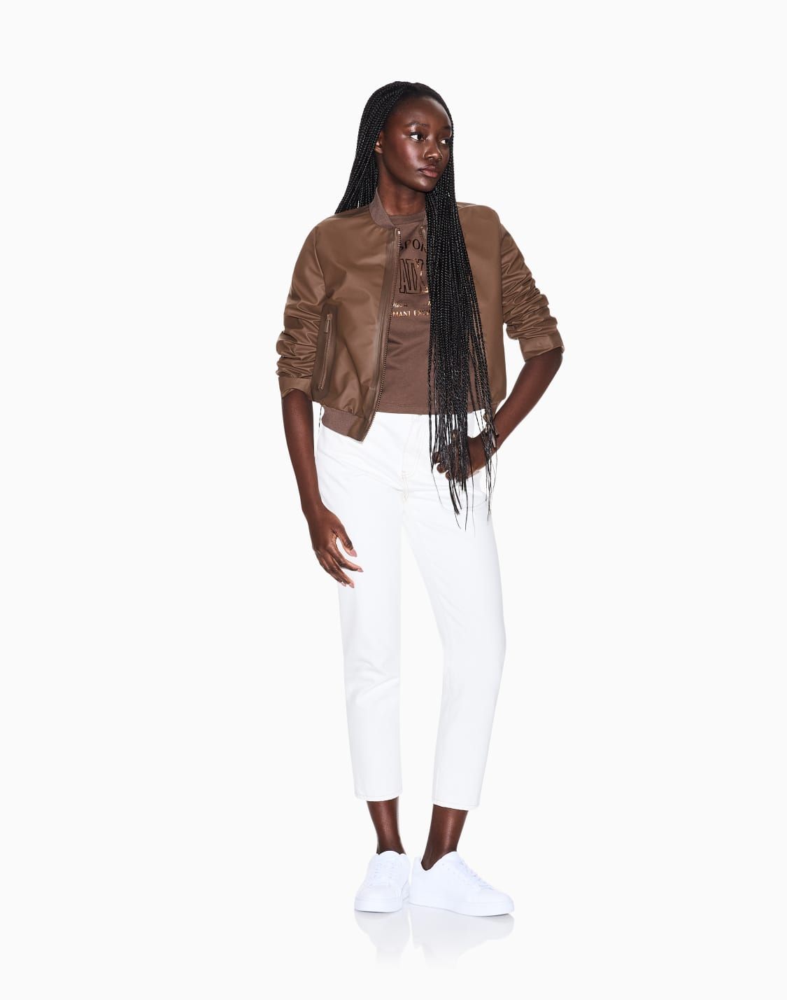 cropped-cotton-t-shirt-brown--armani-exchange