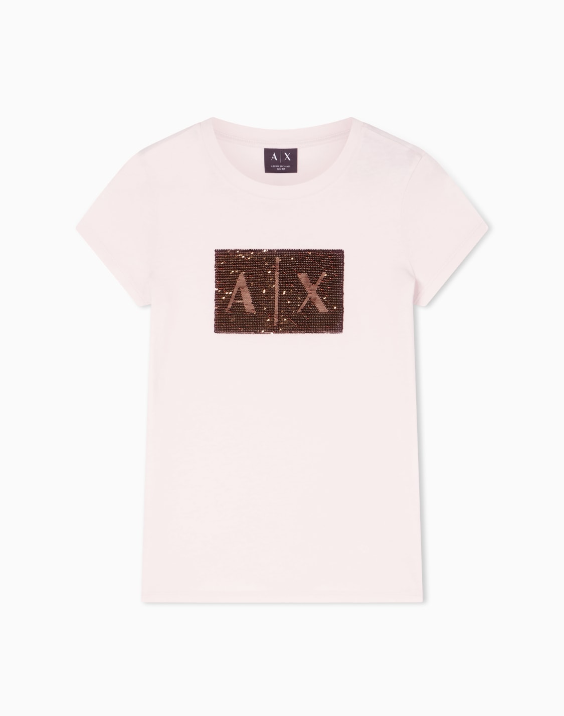 camiseta-slim-fit-con-logo-de-strass-rosa--armani-exchange