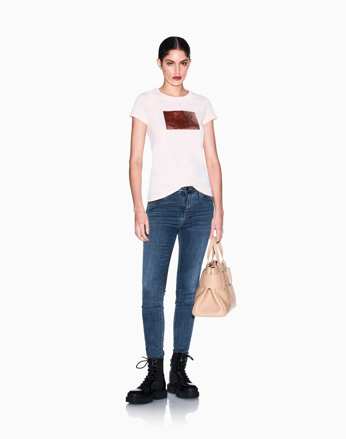 camiseta-slim-fit-con-logo-de-strass-rosa--armani-exchange