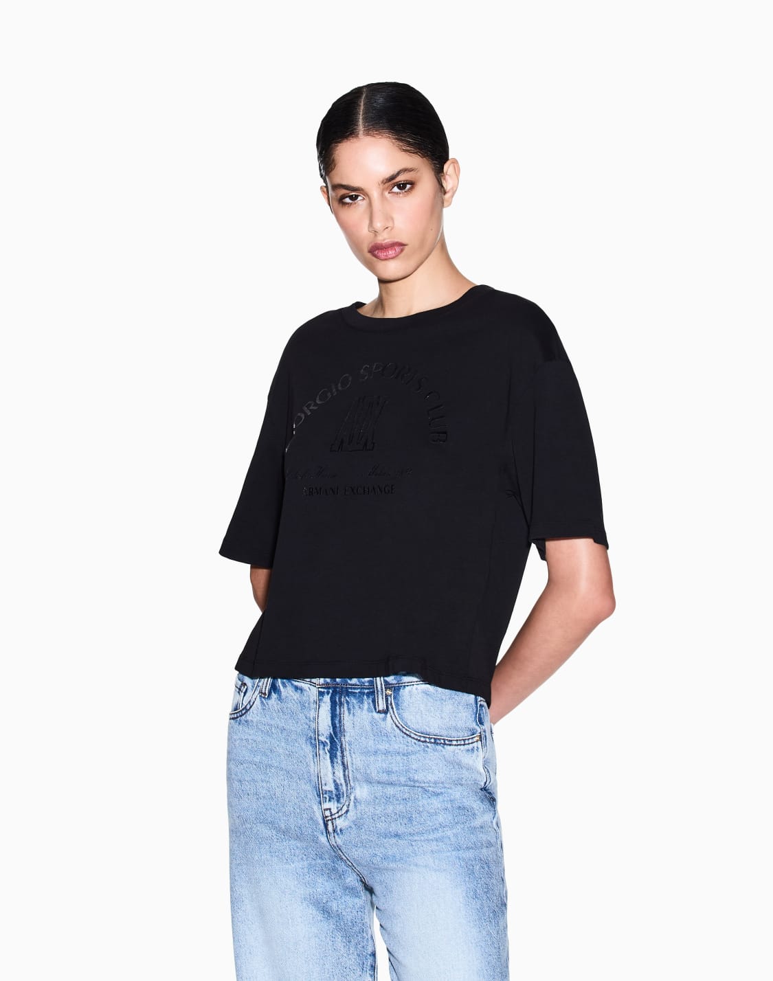 cropped-cotton-t-shirt-black--armani-exchange