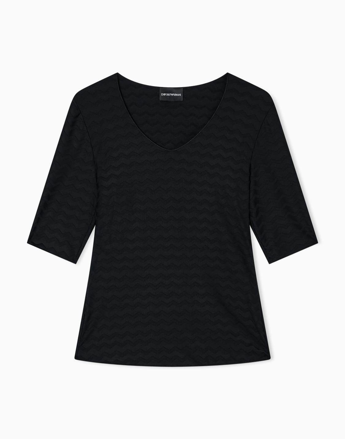 jersey-con-cuello-de-pico-en-punto-de-nailon-bielstico-con-motivo-en-tejido-jacquard-negro--emporio-armani