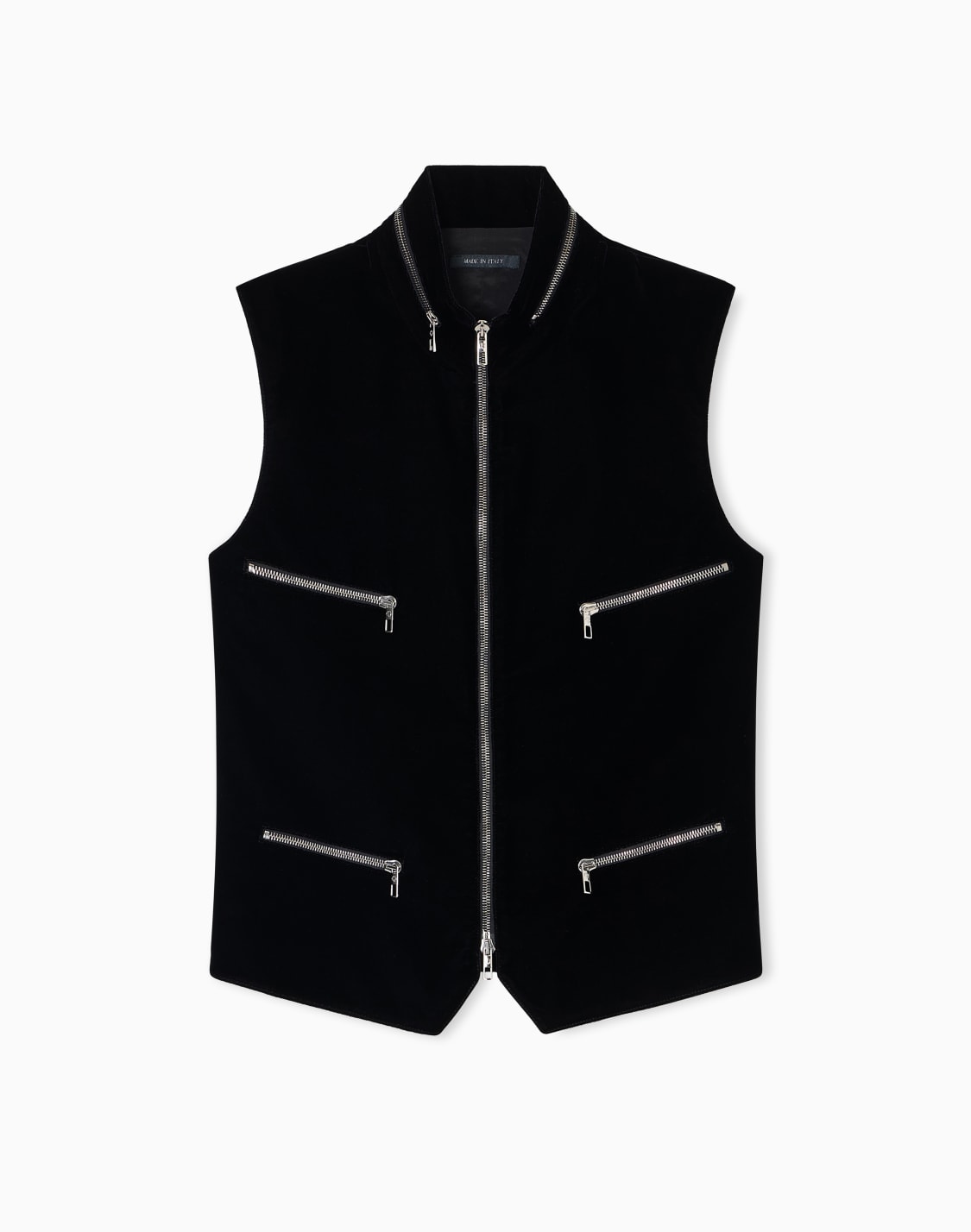 ジップアップジレ-ビスコスキュプラ-ベルベット-ブラック--giorgio-armani