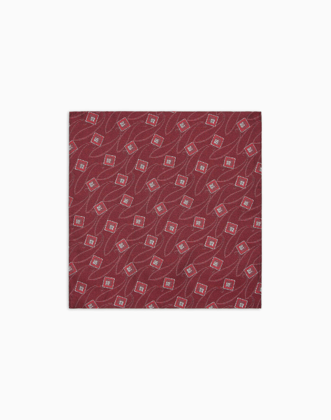 ポケットチフ-シルク-幾何学ジャカド-レッド--giorgio-armani