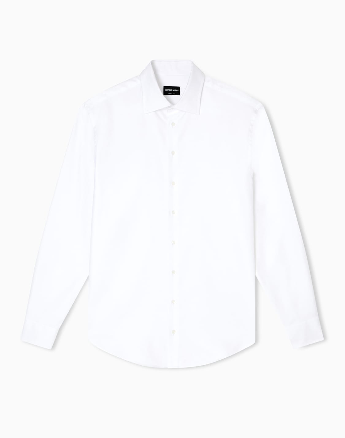 クラシックシャツ-コットン-マイクロテクスチャ-ホワイト--giorgio-armani