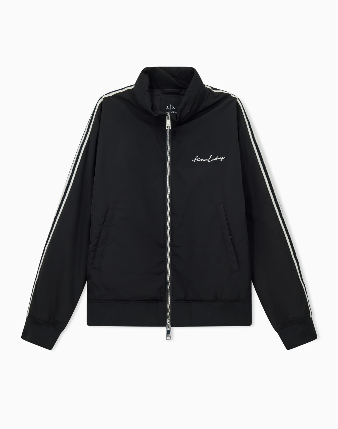 jacke-mit-durchgehendem-reiverschluss-und-kontrastierenden-streifen-schwarz--armani-exchange
