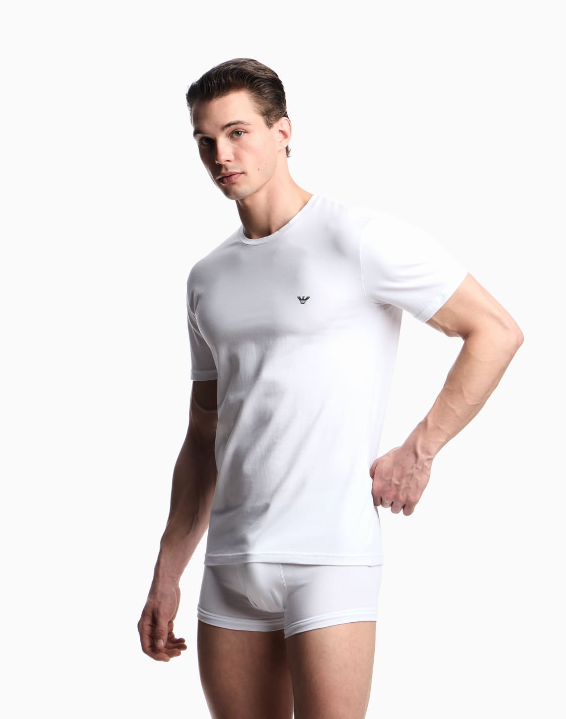 オンライン限定ラウンジウェアtシャツ-ストレッチジャジ-タイトフィット-ホワイト--emporio-armani