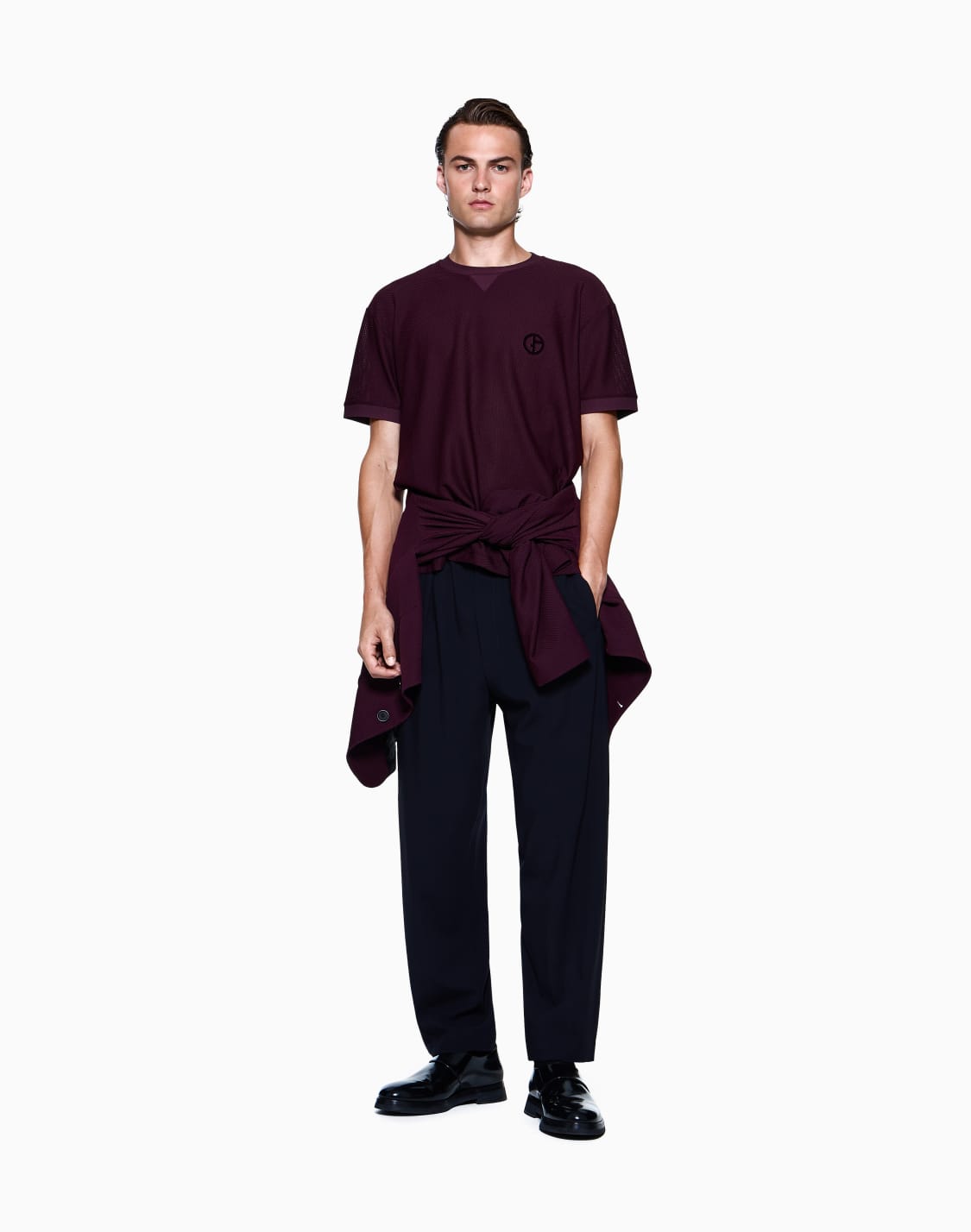 crew-neck-t-shirt-in-technical-waffle-fabric-burgundy--giorgio-armani