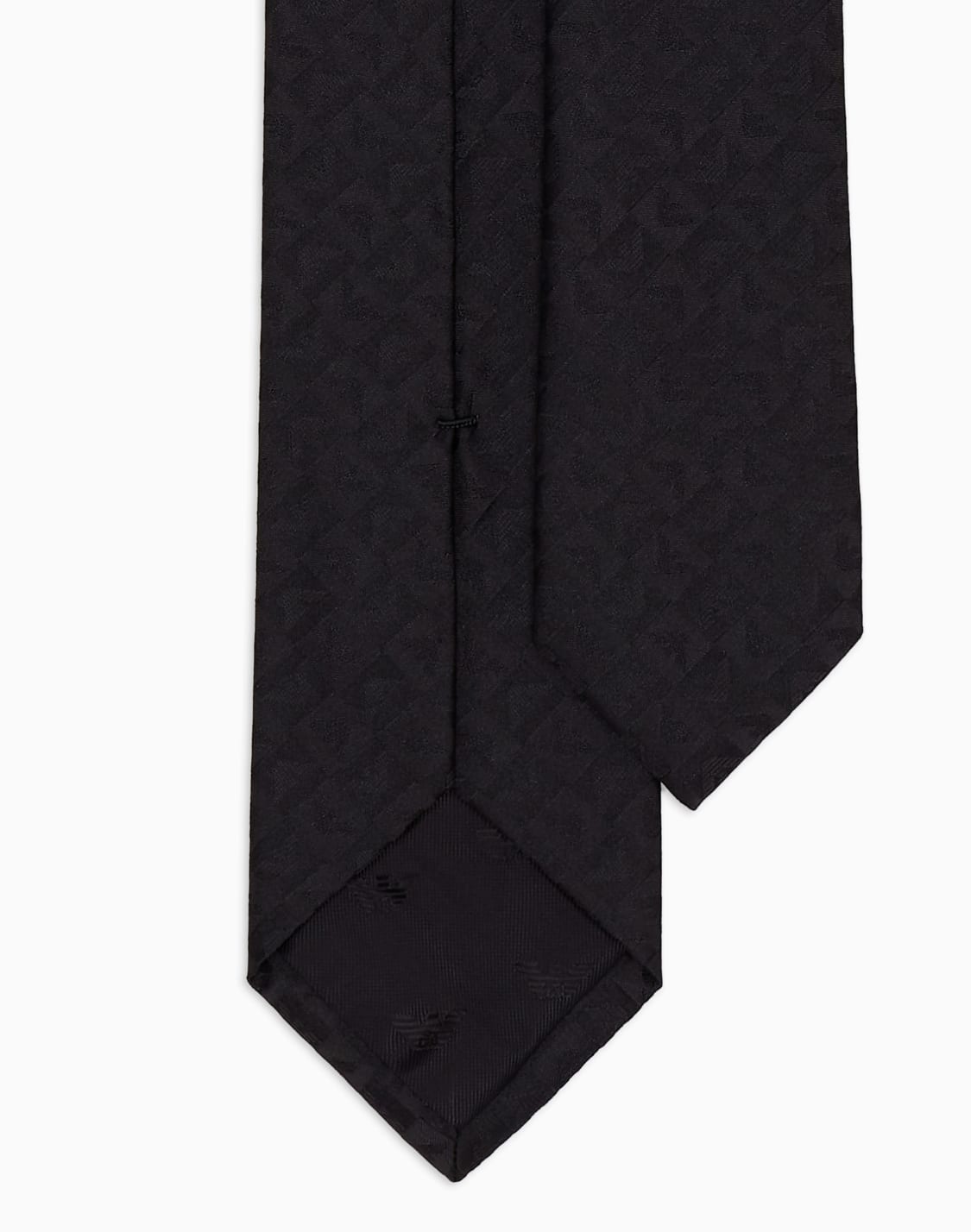 corbata-de-seda-pura-y-tejido-jacquard-con-motivo-de-guila-y-cuadros-negro--emporio-armani