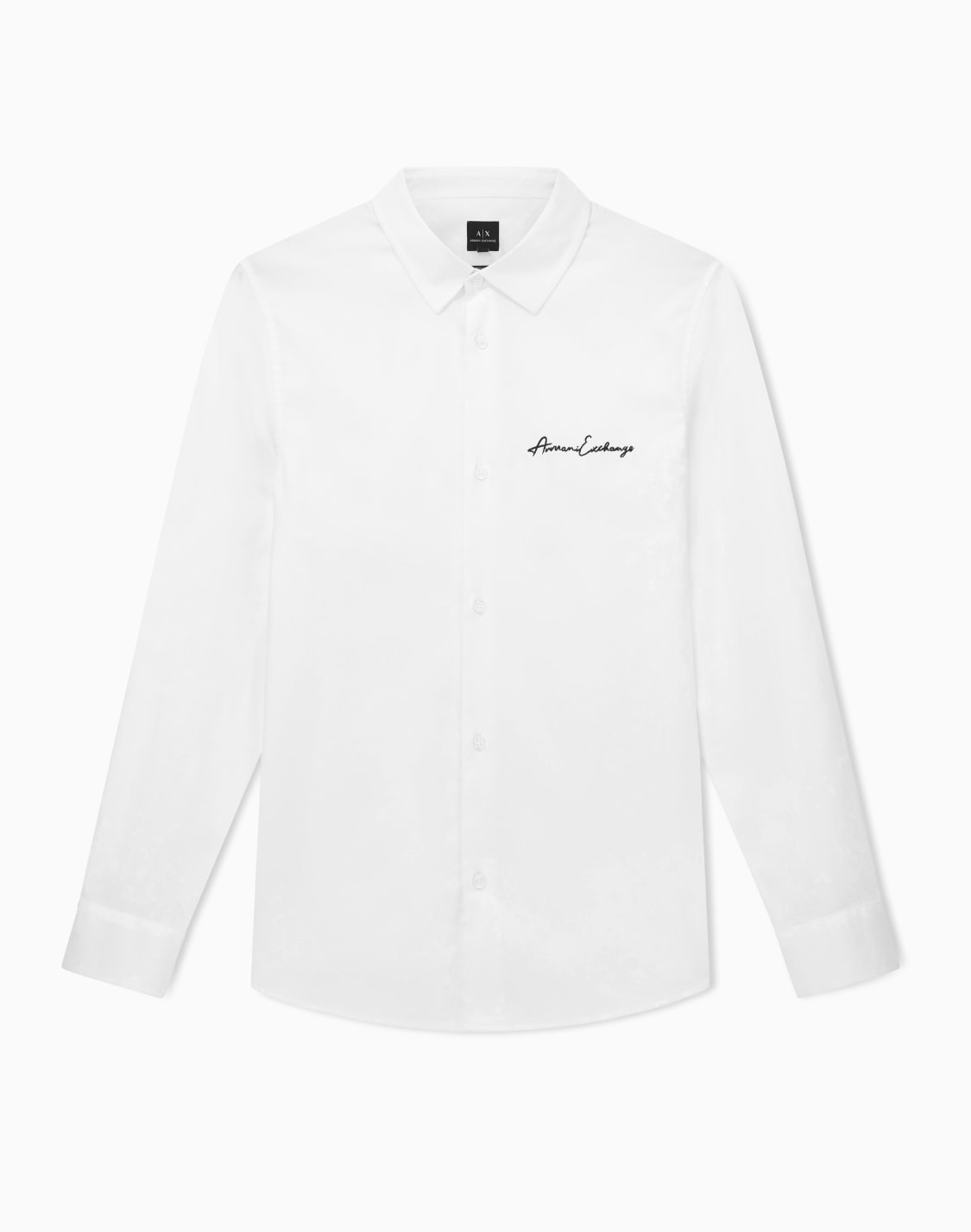 オンライン限定シグネチャロゴ-ストレッチコットンサテンシャツ-ホワイト--armani-exchange