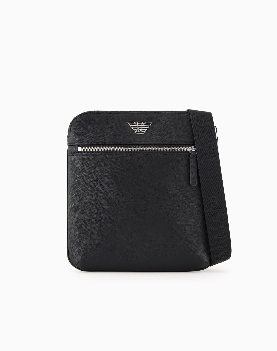 asv-regenerated-saffiano-leather-flat-shoulder-bag-with-eagle-plate-black--emporio-armani