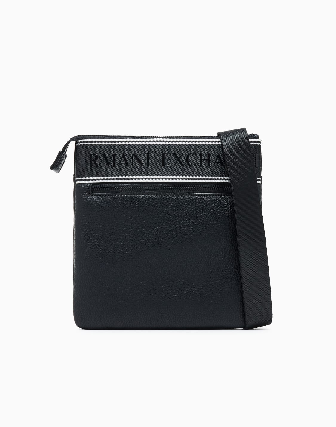 axロゴ-フラットショルダバッグ-ブラック--armani-exchange