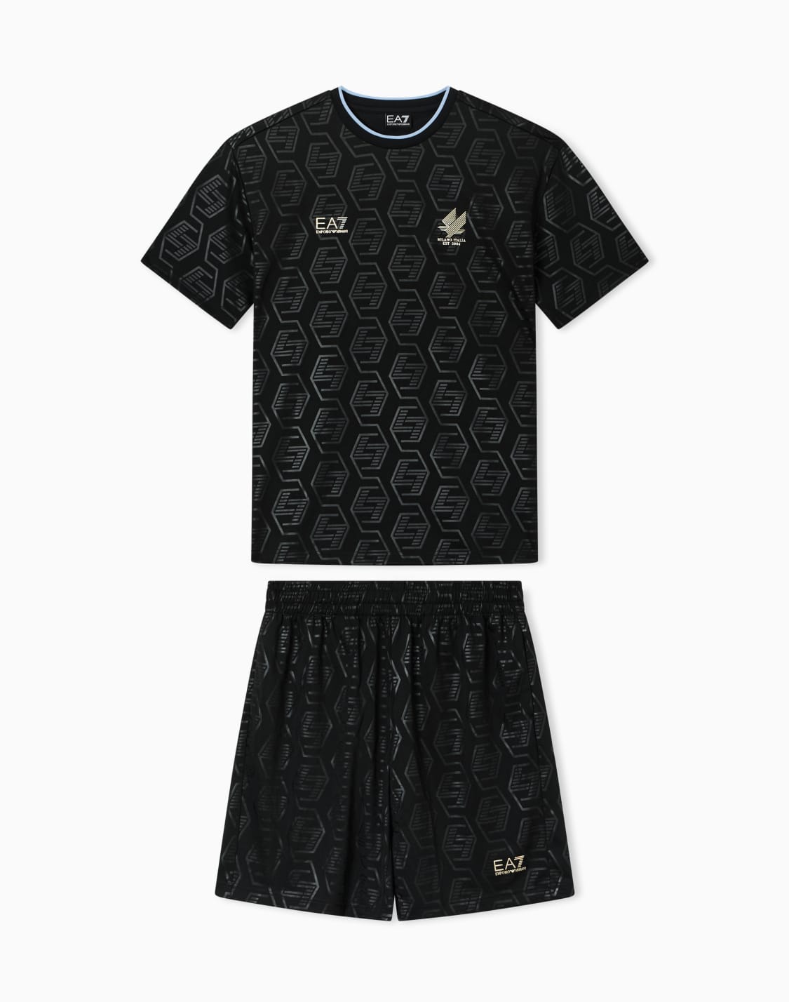 conjunto-de-camiseta-y-pantalones-cortos-de-punto-soccer-negro--ea7