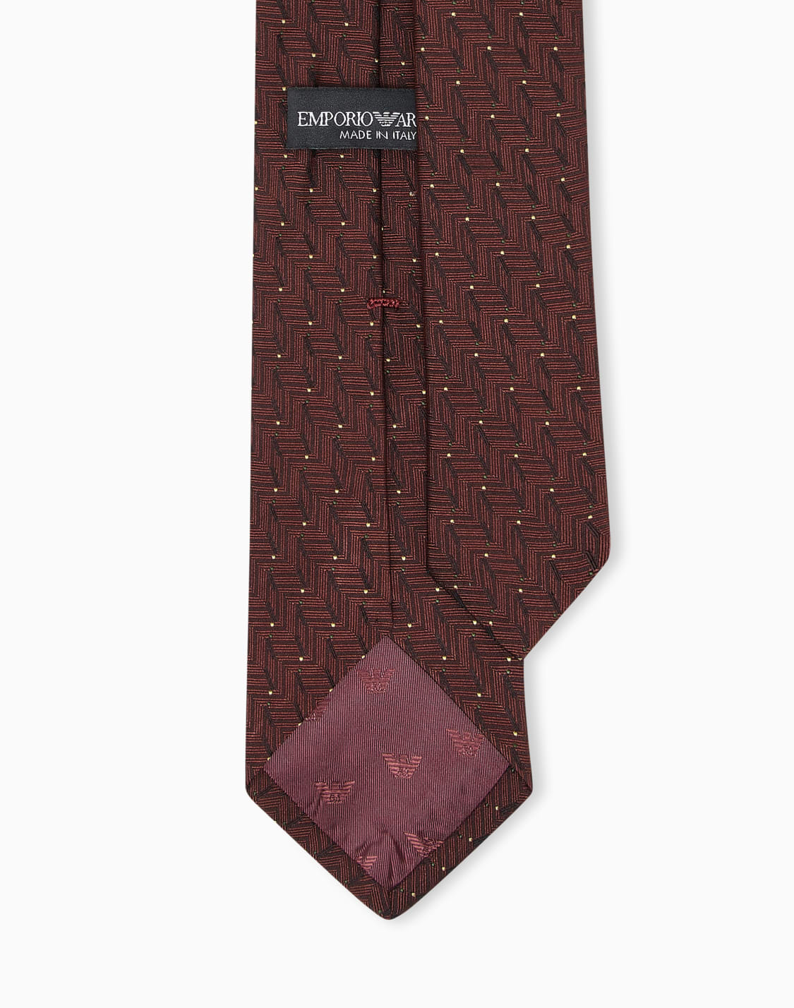 krawatte-aus-reiner-seide-mit-jacquard-fischgratmuster-burgunderrot--emporio-armani