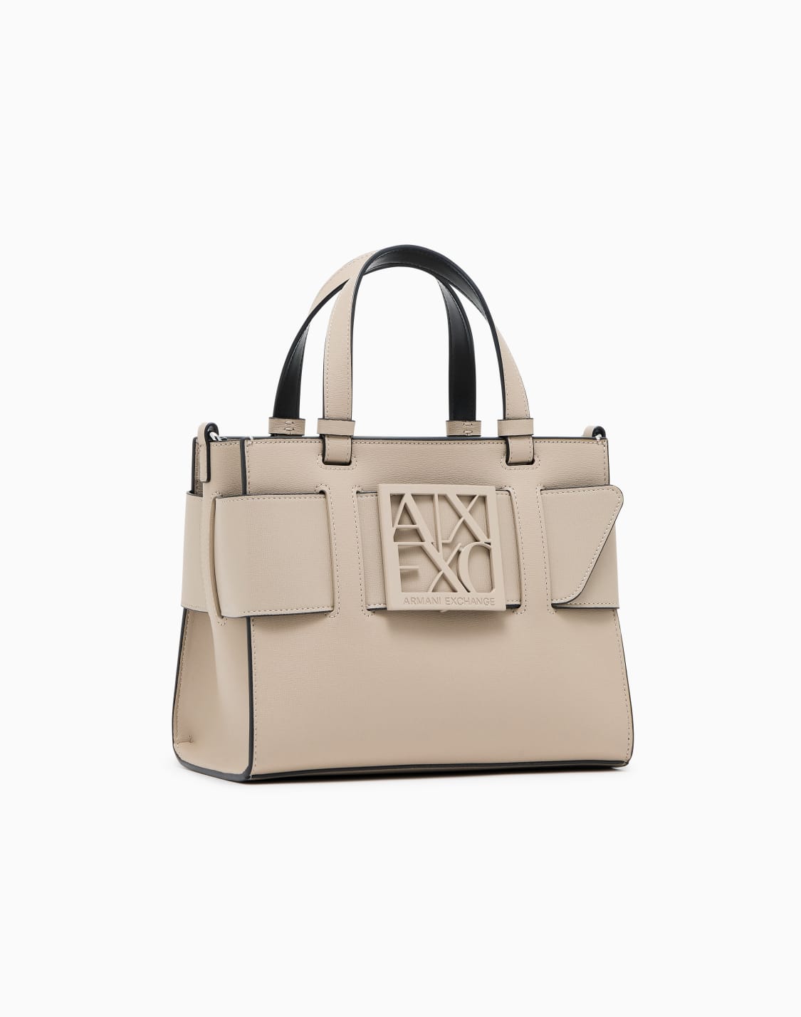 boxロゴバックル-ミニハンドバッグ-ベジュ--armani-exchange