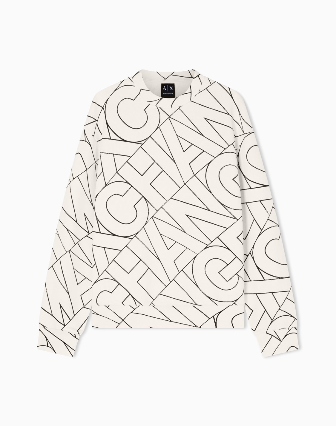 ダイアゴナルオルオバロゴ-スウェットプルオバ-ホワイト--armani-exchange