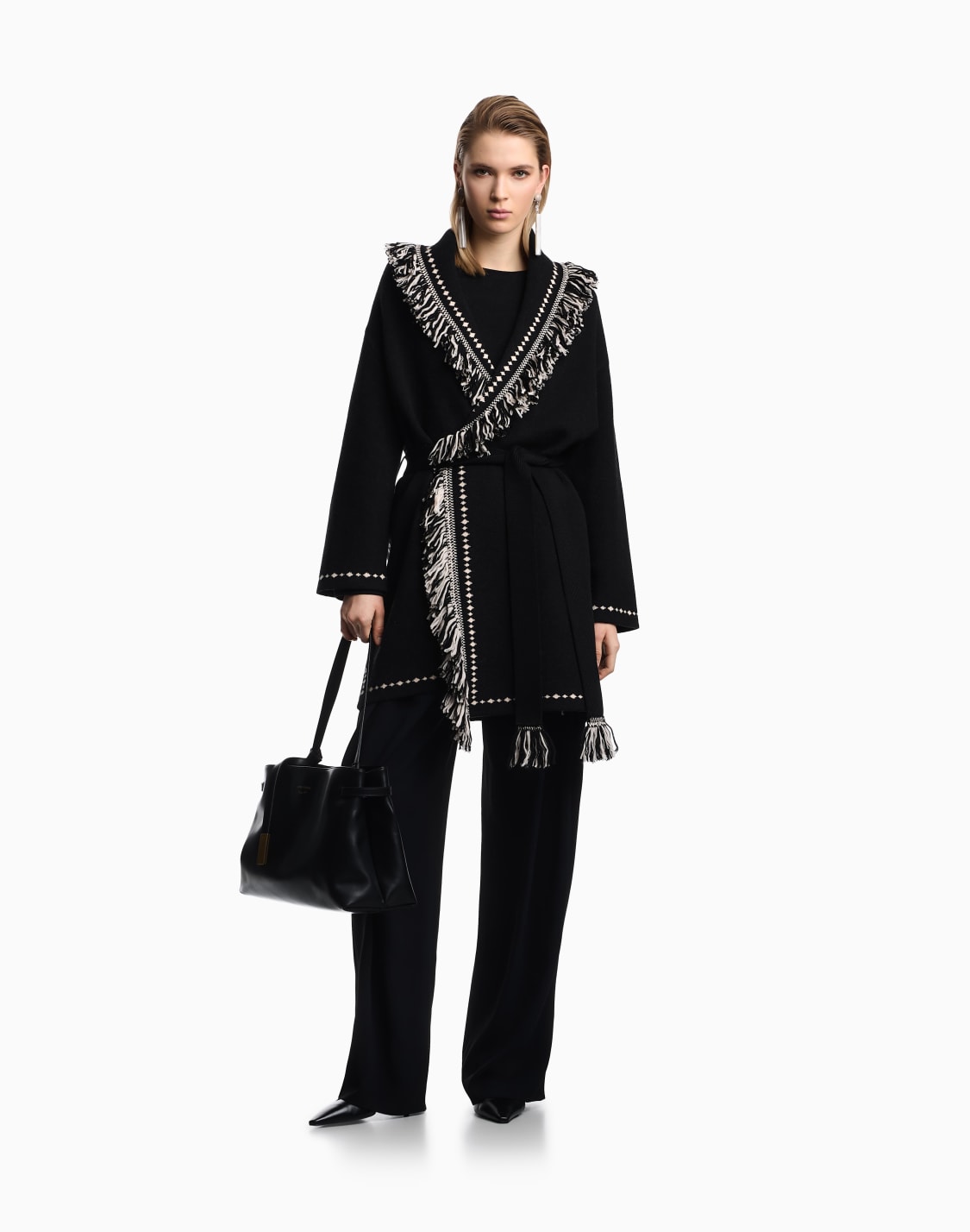 oversized-cardigan-with-fringed-edges-and-jacquard-motif-black--emporio-armani