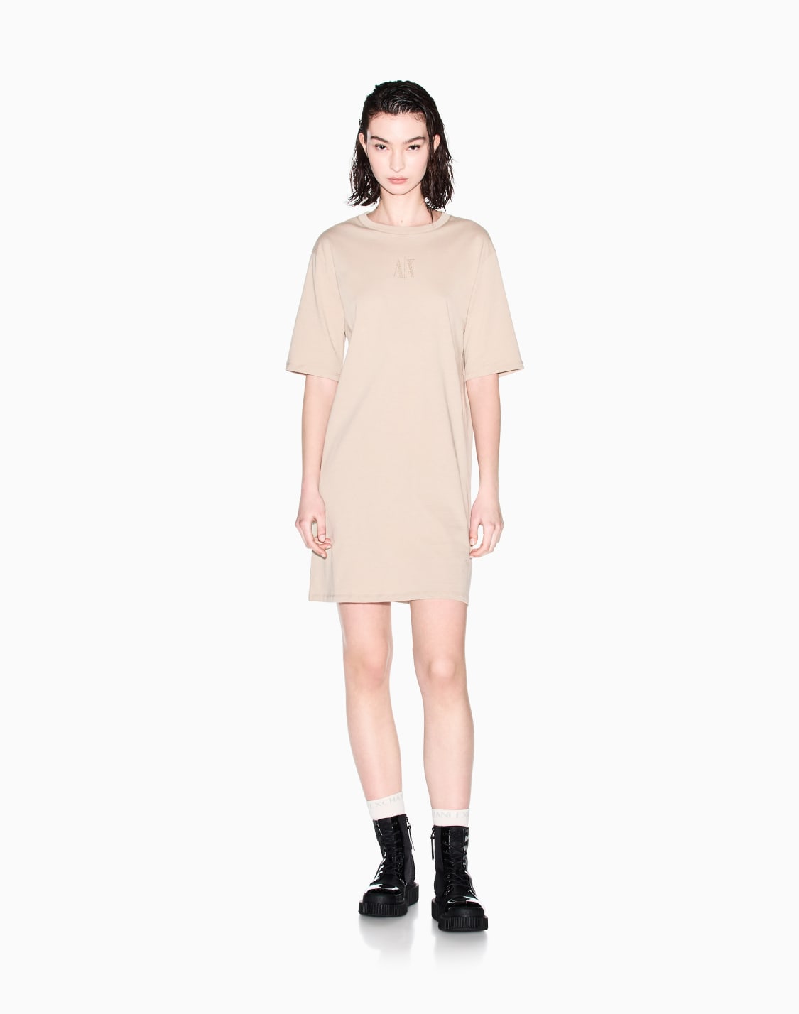 short-cotton-dress-beige--armani-exchange