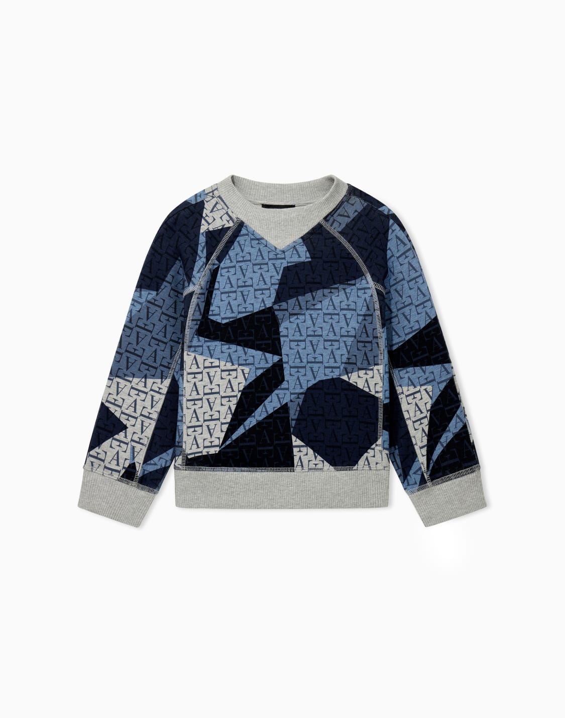 sweatshirt-in-melange-fleece-with-a-geometric-logo-blue--emporio-armani