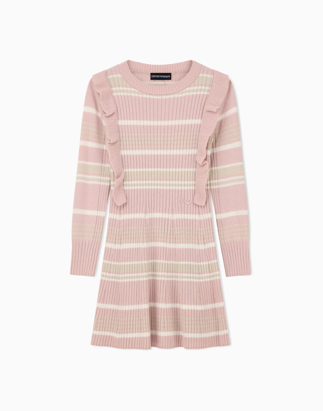ribbed-knit-dress-with-horizontal-stripes-and-ruffles-patterned--emporio-armani