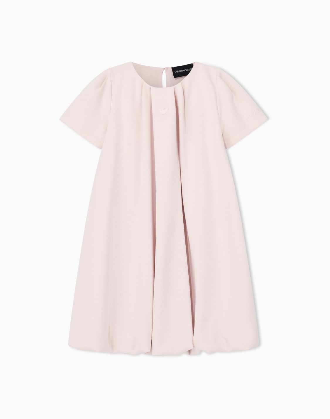 robe-en-jersey-manches-courtes-avec-col-rond-et-plis-rose--emporio-armani