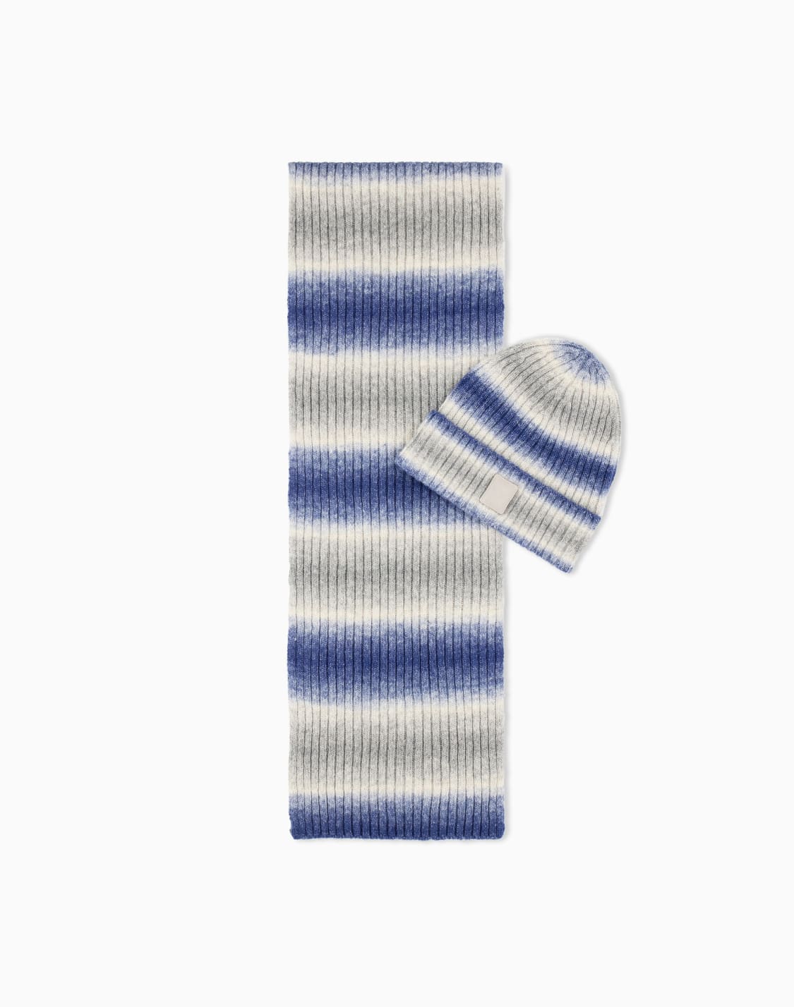 ribbed-cotton-knitwear-set-with-a-striped-beanie-and-scarf-blue--emporio-armani