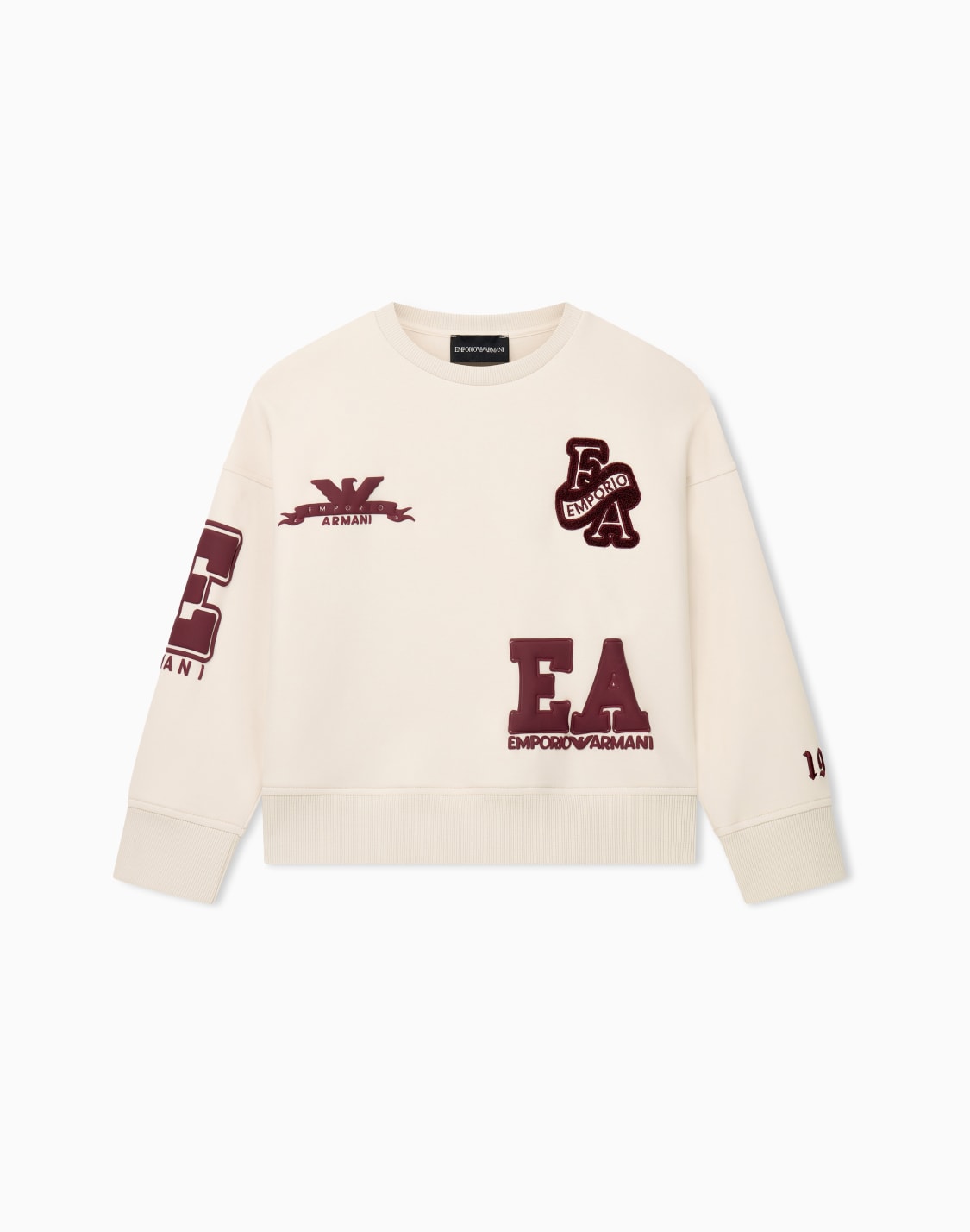 sweatshirt-double-jersey-oversized-with-prints-and-appliqu-beige--emporio-armani