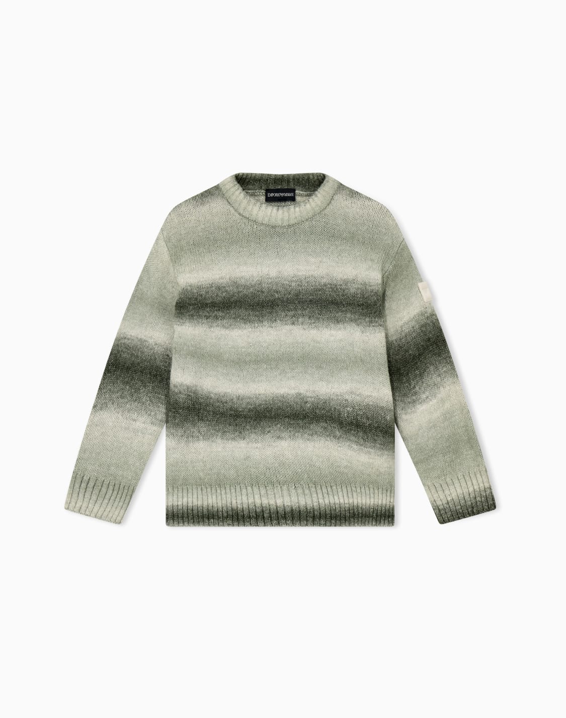 knitted-cotton-crew-neck-pullover-with-a-gradient-design-green--emporio-armani