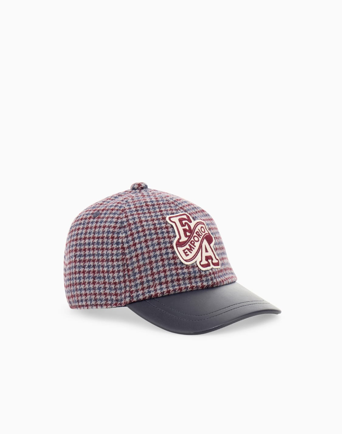 houndstooth-virgin-wool-baseball-hat-with-a-curved-brim-navy-blue--emporio-armani
