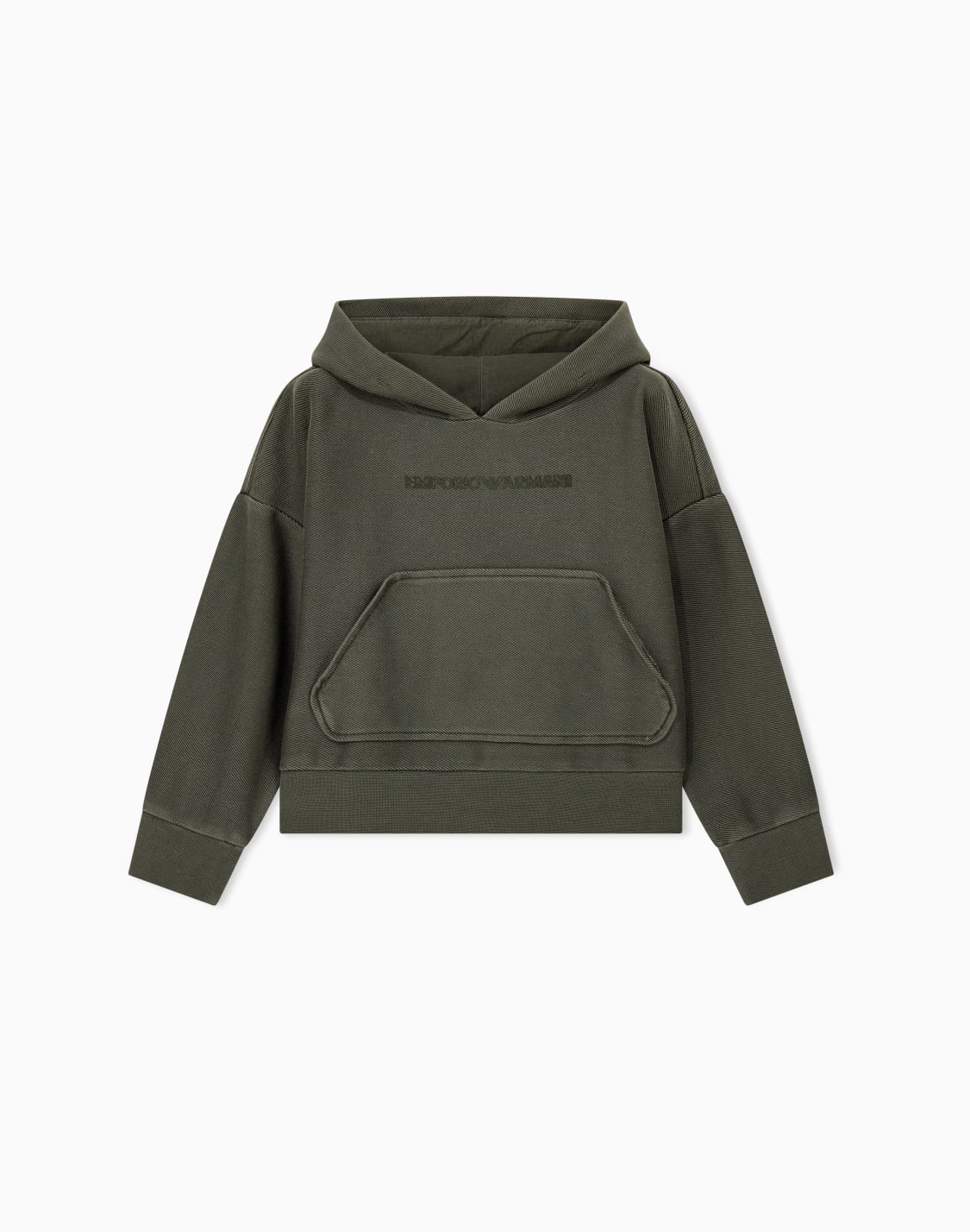 hoodie-in-delav-diagonal-cotton-jersey-with-a-front-logo-green--emporio-armani